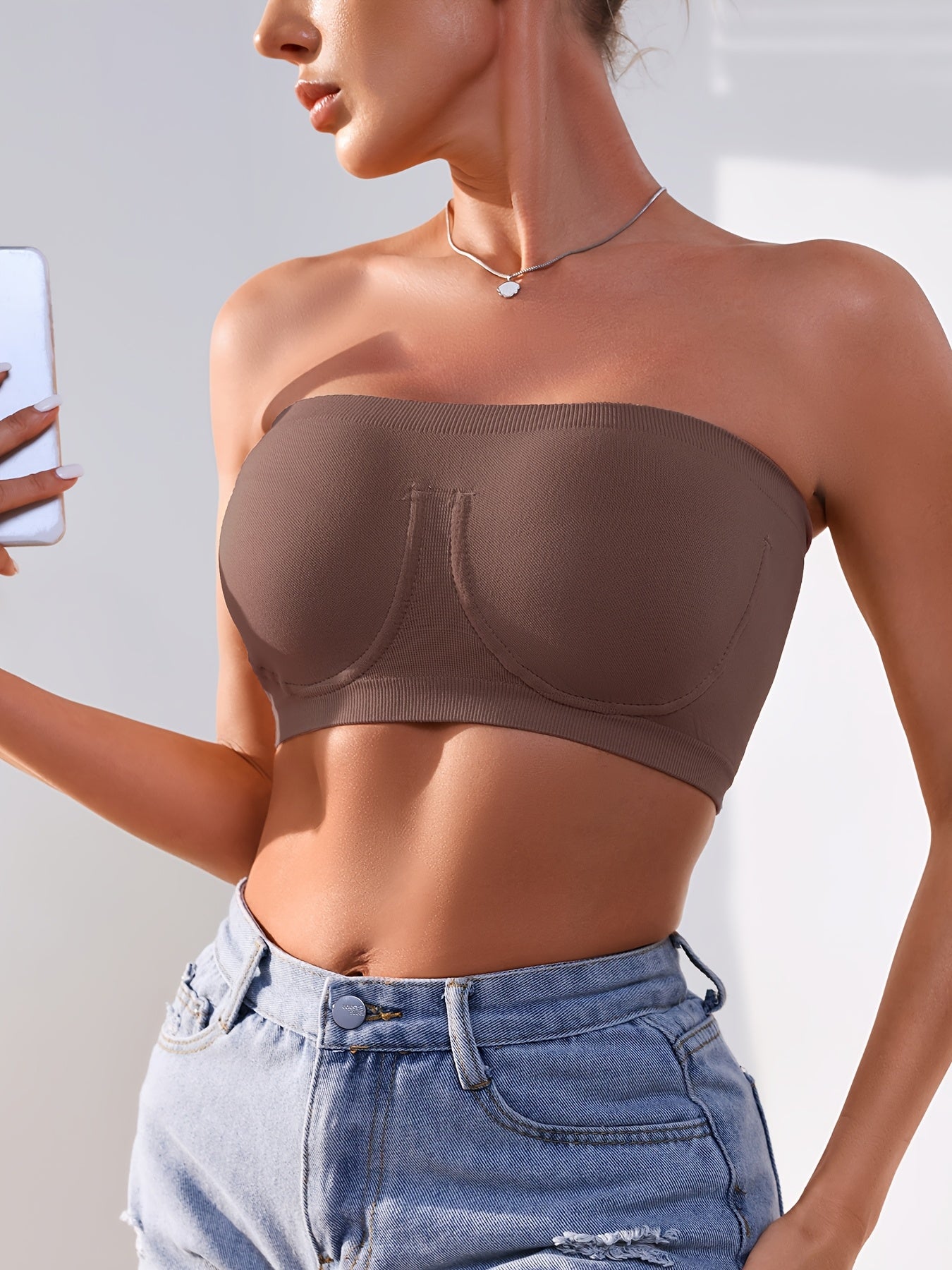 3pcs EssElegance Plus Size Strapless SeamlessBandeau Tube Bra -Wire-Free Non-Slip Design, High-Stretch & Breathable For Backless DressesDaily Comfort