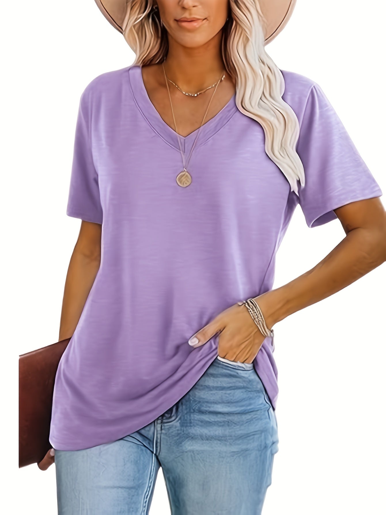 2025 European and American Fashion Casual Loose Print V-Neck T-Shirt Three-Piece Set
