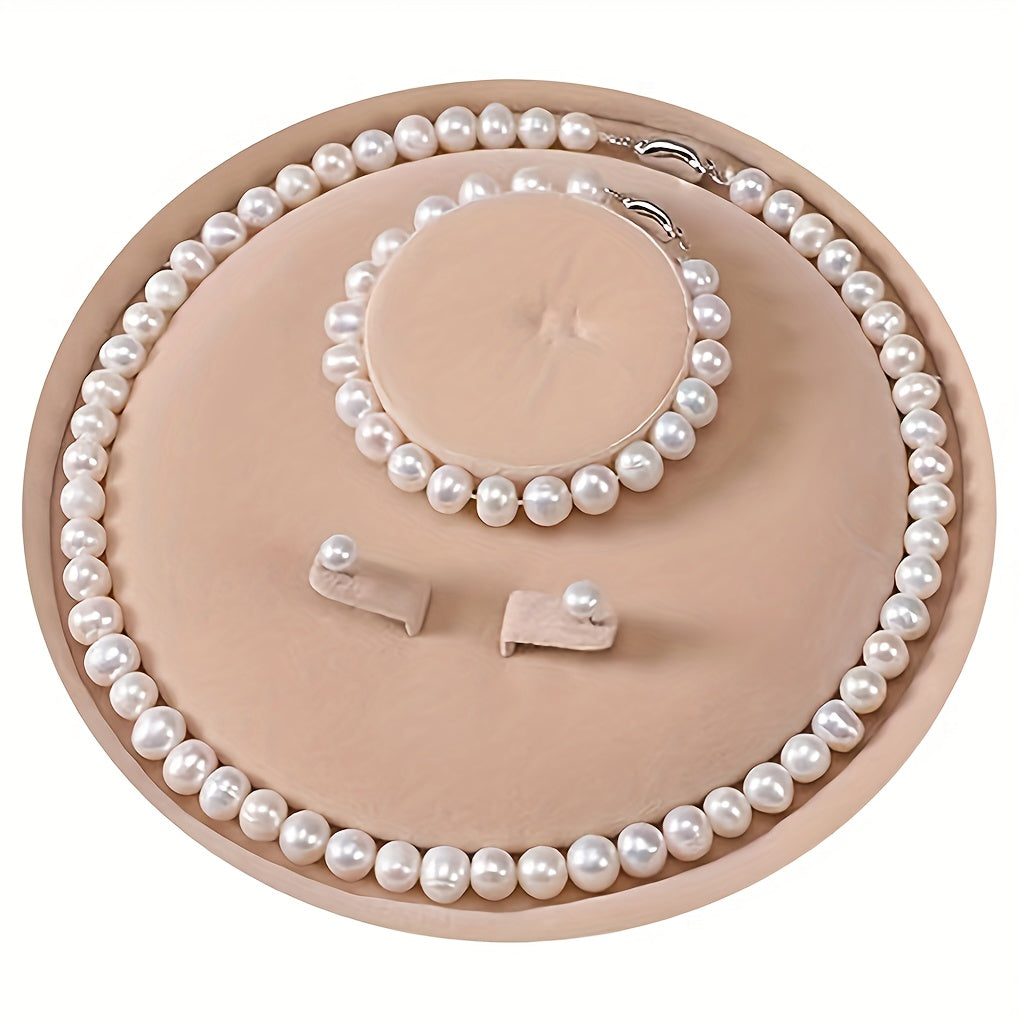 925 Sterling Silvery Chain Freshwater Pearls Necklace, Set With Lustrous White Freshwater Pearls, Elegant And Luxurious, Wedding Bridal Bridesmaid Jewelry/ Birthday Gift/ Anniversary Gift, Jewelry For Teenager, Cheap Girl Stu