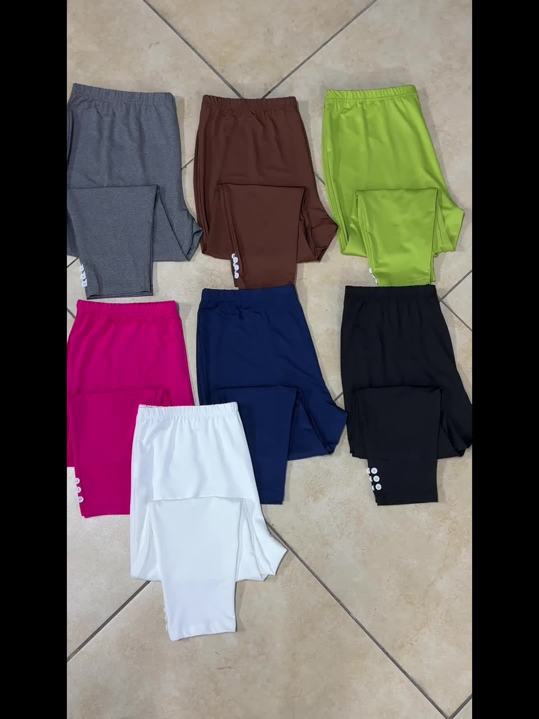 4pcs High-Waist Stretchy Sports Leggings For Women - Slim Fit, Elastic Waistband With Button Detail, Breathable Polyester & Elastane Blend, Perfect For Yoga & Casual Wear, Machine Washable