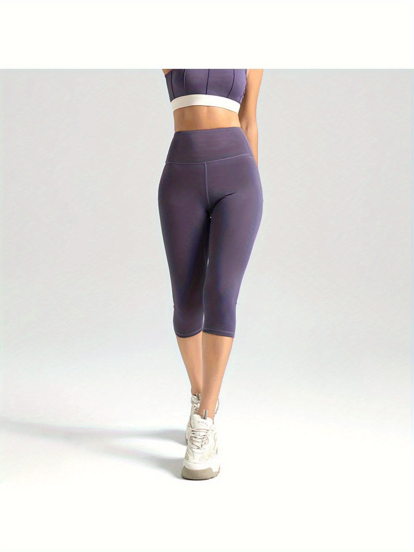 [Cloud-like Capri Pants] 5pcs Women's Capri Athletic Pants | Cloud-like Bare Light Beige Feel, 4-Way Stretch, Breathable, All-purpose for Yoga Running