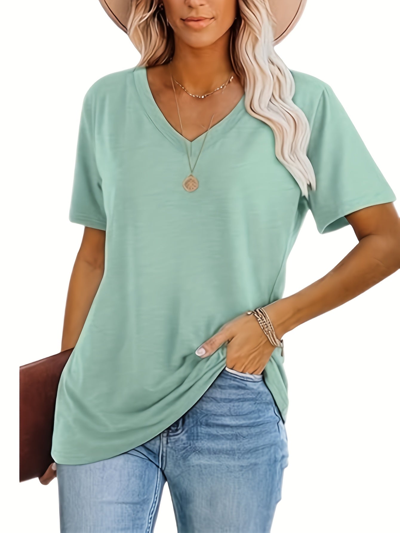 2025 European and American Fashion Casual Loose Print V-Neck T-Shirt Three-Piece Set