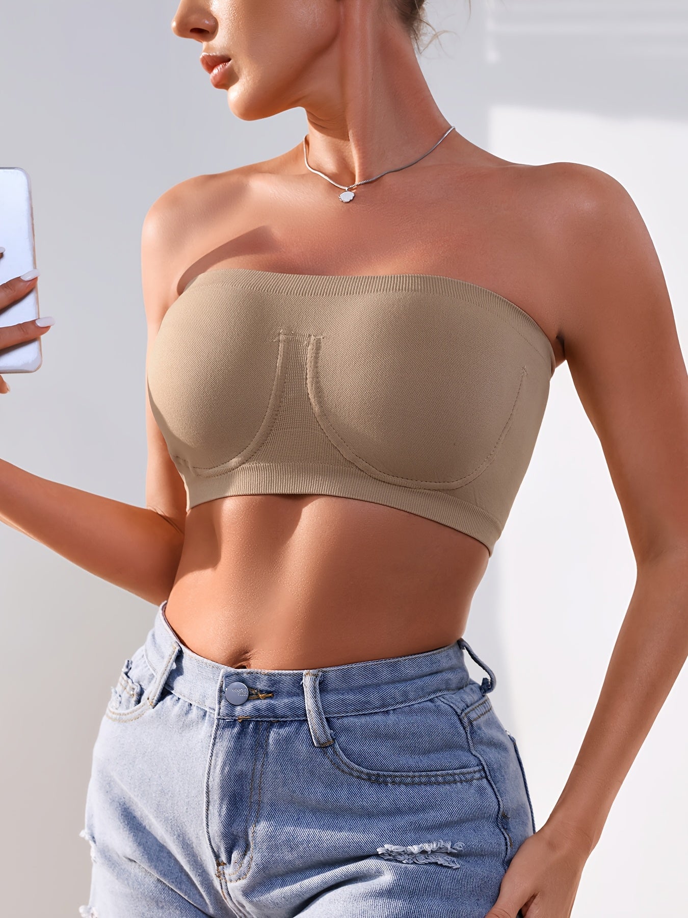 3pcs EssElegance Plus Size Strapless SeamlessBandeau Tube Bra -Wire-Free Non-Slip Design, High-Stretch & Breathable For Backless DressesDaily Comfort