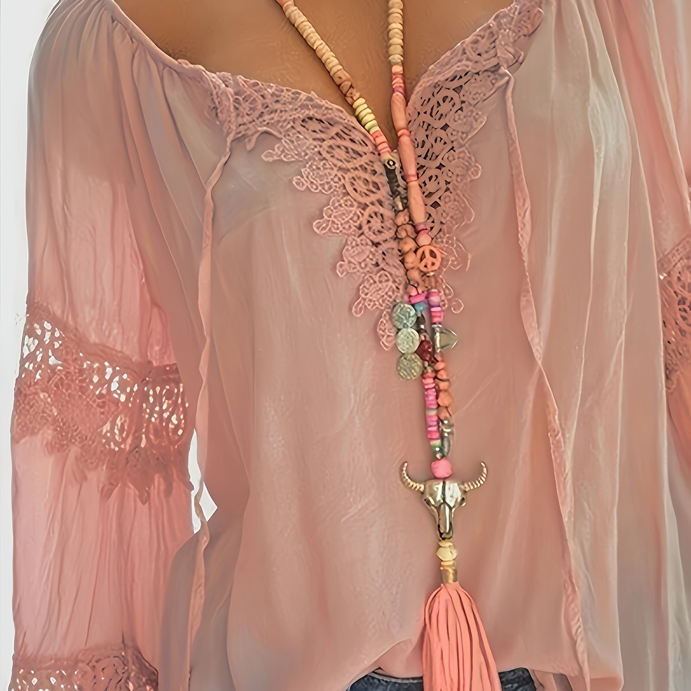 Women's Spring-Summer New Solid Color Contrast Lace Shirt Top