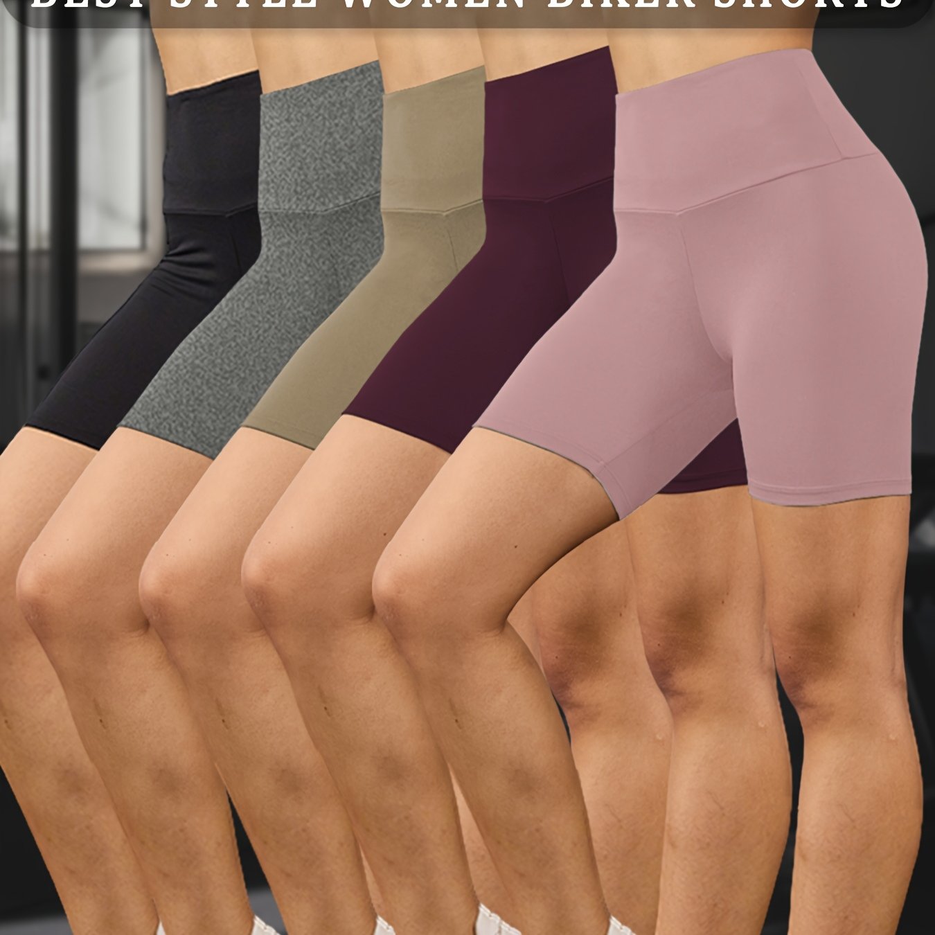 5-Pack Women's High Waisted Tummy Control Athletic Shorts - Super Soft Non-See-Through Workout Leggings with Full-Length Side Panels, 6" Inseam, Solid Black & Colors Available | Gym, Running, Yoga, | Machine Washable & Dry Cl