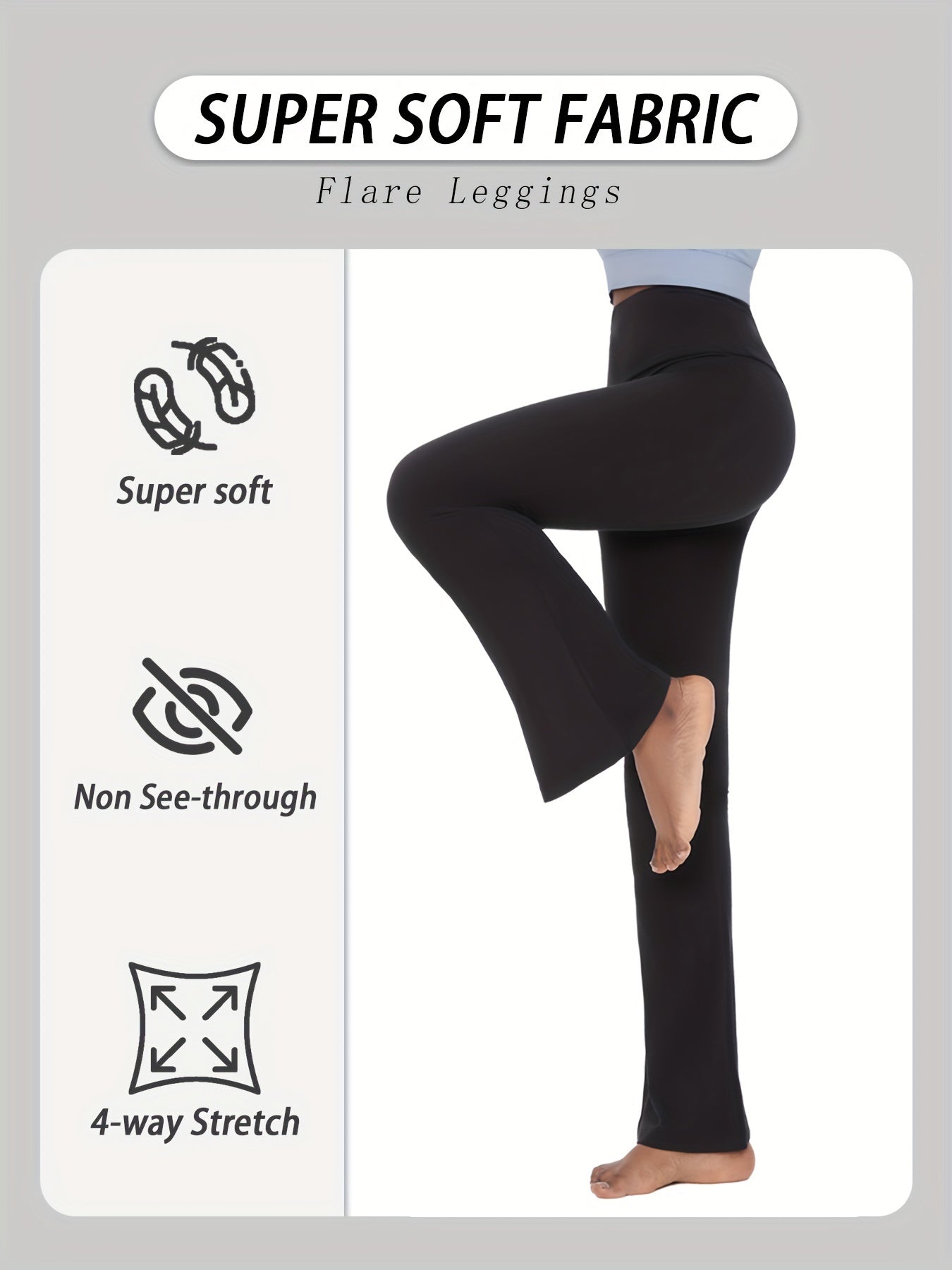 5pcs Women's Ultra-Soft High-Waist Flare Leggings - Tummy Control, Stretchy Bootcut Yoga Pants in 2 Colors