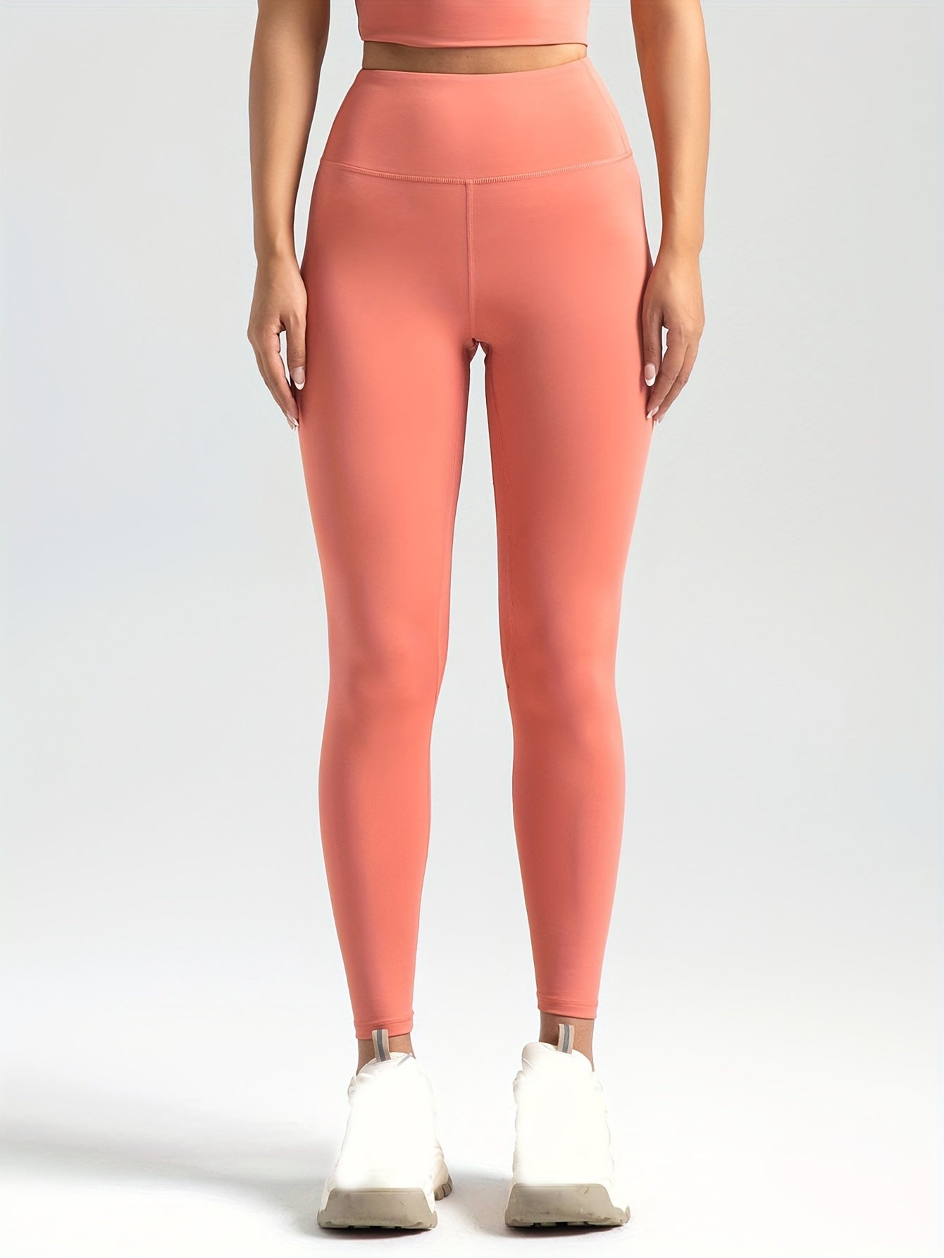 Comfortable High-Waist 10pcs Stretchy Yoga Leggings for Women - Polyester & Elastane Blend, Non-See-Through, Solid Color, Long Length, Perfect for Running & Fitness, All-Season Activewear