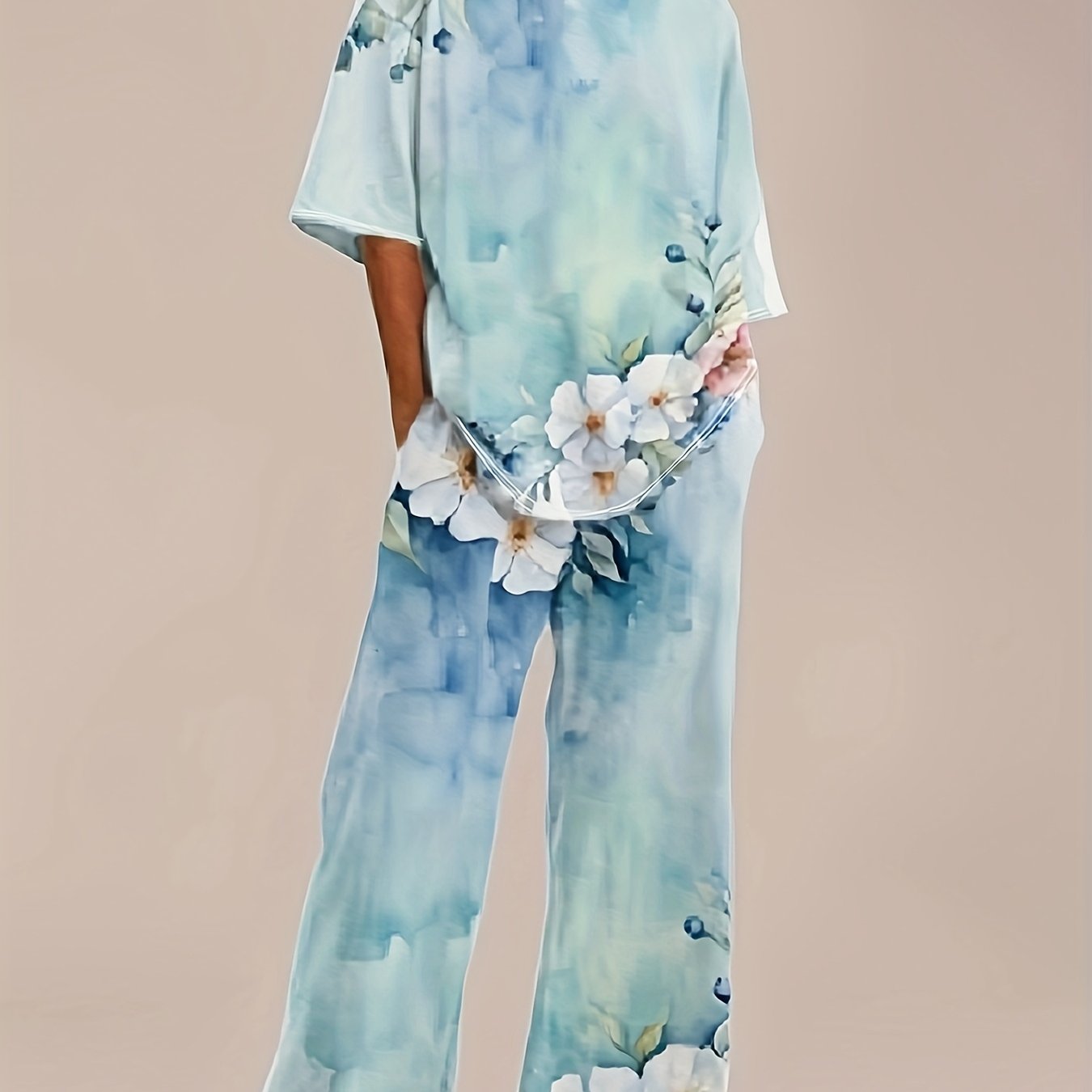 Casual Suit Hot Style Suit Blue Flower