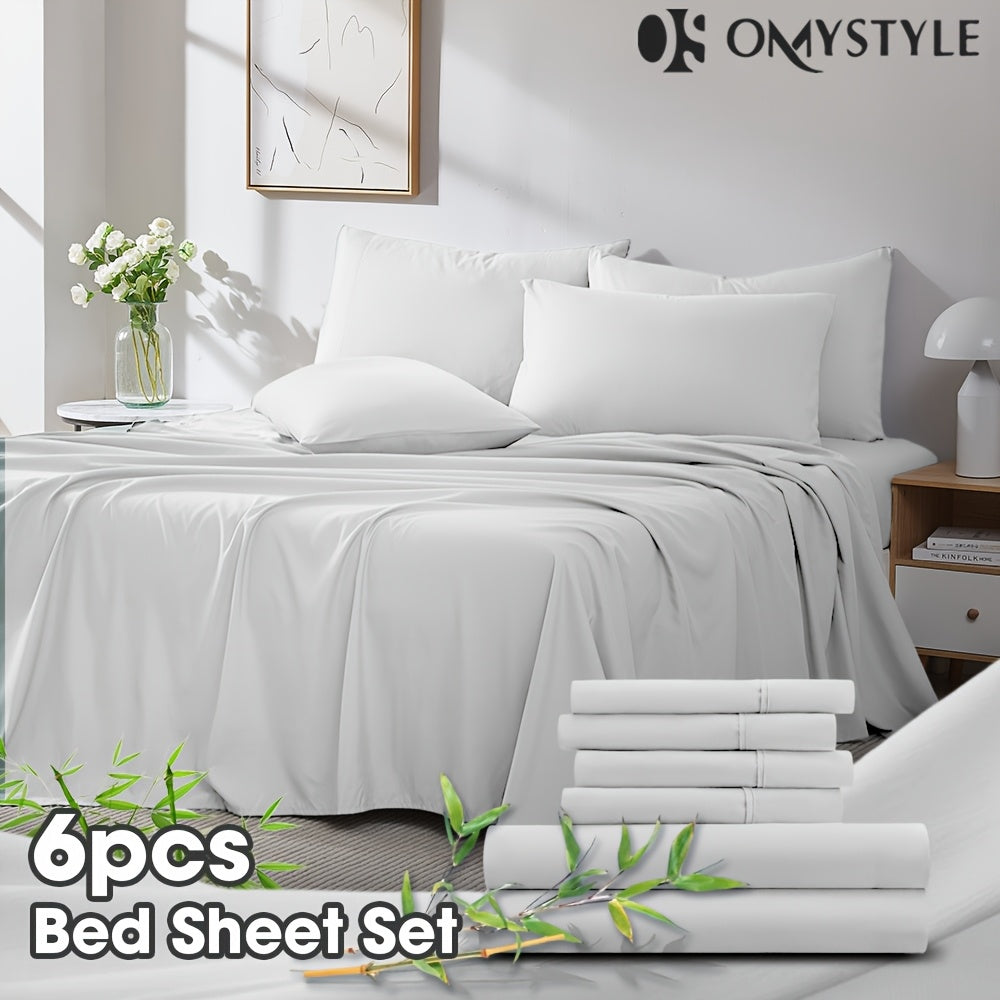 2000TC Summer Cooling Lavender Bed Sheets Set, Bamboo Bedding Set, Ultra-Soft And Breathable for Summer Comfort - Includes Flat Sheet, Fitted Sheet And 2 Pillowcases, Hot Weather Sleep, Minimalist Bedset, High Thread Count Sh