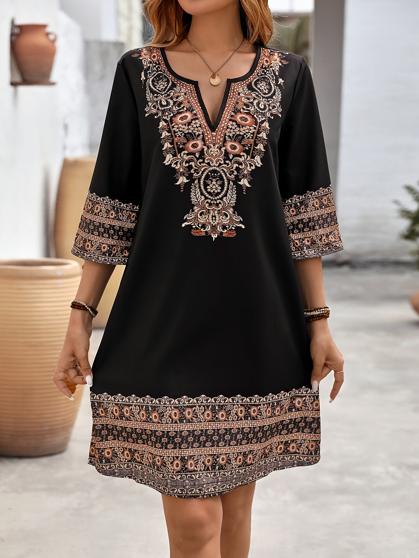 [All Seasons Machine Washable Dress] Print Dress for Women - Polyester, Machine Washable, All Seasons