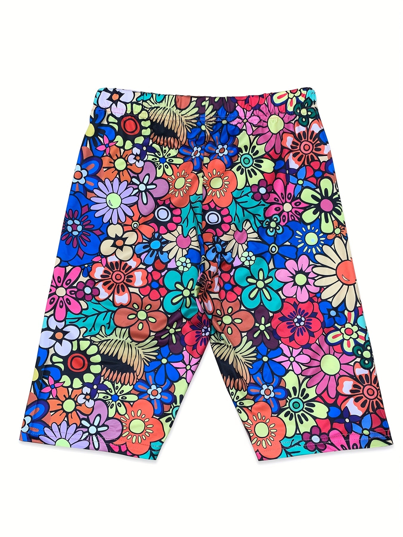 Vibrant Floral Print High-Elasticity Yoga & Pilates Leggings - Stretchy, Comfortable Fitness Shorts for Dance & Casual Wear, Dance Wear|Vibrant Leggings|Stretchy Fabri
