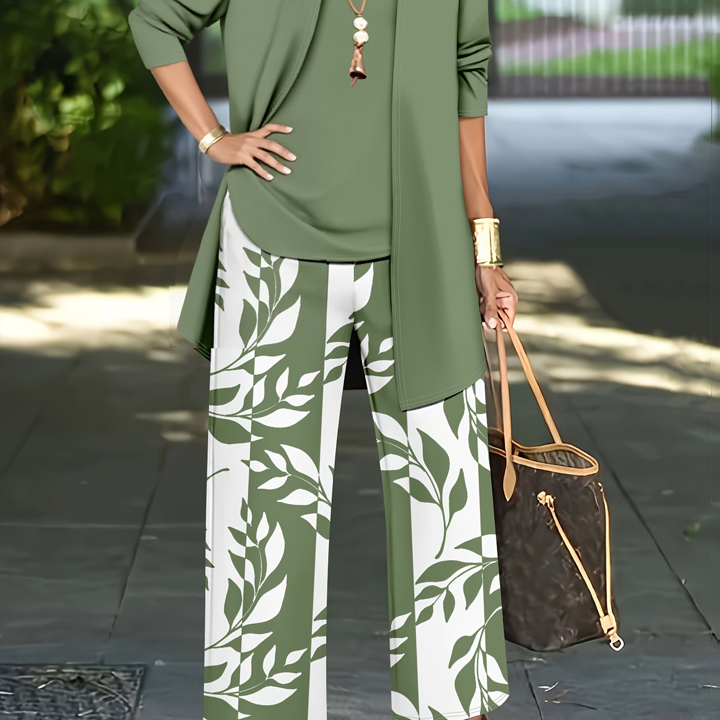 3pcs Women's Set: Solid Color Cardigan Jacket Paired with Camisole Top And Printed Casual Pants, A Must-have for Daily Wear