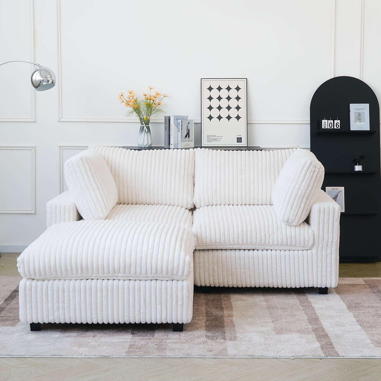 Modern Convertible Sleeper Sectional Sofa - Modular Living Room Couch with Washable Covers, Deep Seat Sleeper Sofa Bed, Space-Saving Design for Apartments, Lofts, Guest Rooms - No Assembly Required, Easy-Clean Fabric Upholste