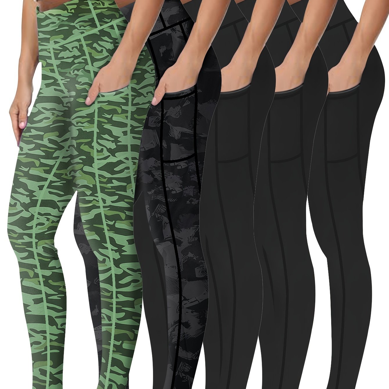 Five piece set of oversized sports leggings for women's 9-point yoga pants, fitness running compression pants