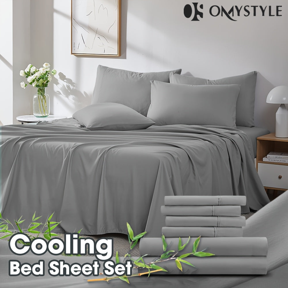 2000TC Summer Cooling Lavender Bed Sheets Set, Bamboo Bedding Set, Ultra-Soft And Breathable for Summer Comfort - Includes Flat Sheet, Fitted Sheet And 2 Pillowcases, Hot Weather Sleep, Minimalist Bedset, High Thread Count Sh