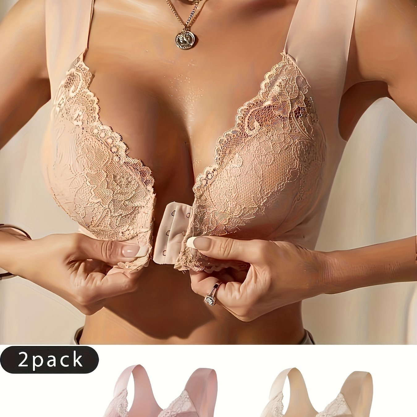 Two-Pack Front-Opening Sexy Lace-Up Women's Underwear Enhanced Version