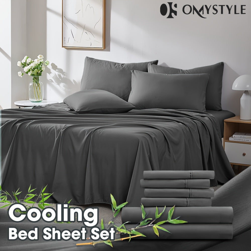 2000TC Summer Cooling Lavender Bed Sheets Set, Bamboo Bedding Set, Ultra-Soft And Breathable for Summer Comfort - Includes Flat Sheet, Fitted Sheet And 2 Pillowcases, Hot Weather Sleep, Minimalist Bedset, High Thread Count Sh