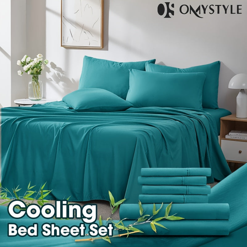 2000TC Summer Cooling Lavender Bed Sheets Set, Bamboo Bedding Set, Ultra-Soft And Breathable for Summer Comfort - Includes Flat Sheet, Fitted Sheet And 2 Pillowcases, Hot Weather Sleep, Minimalist Bedset, High Thread Count Sh