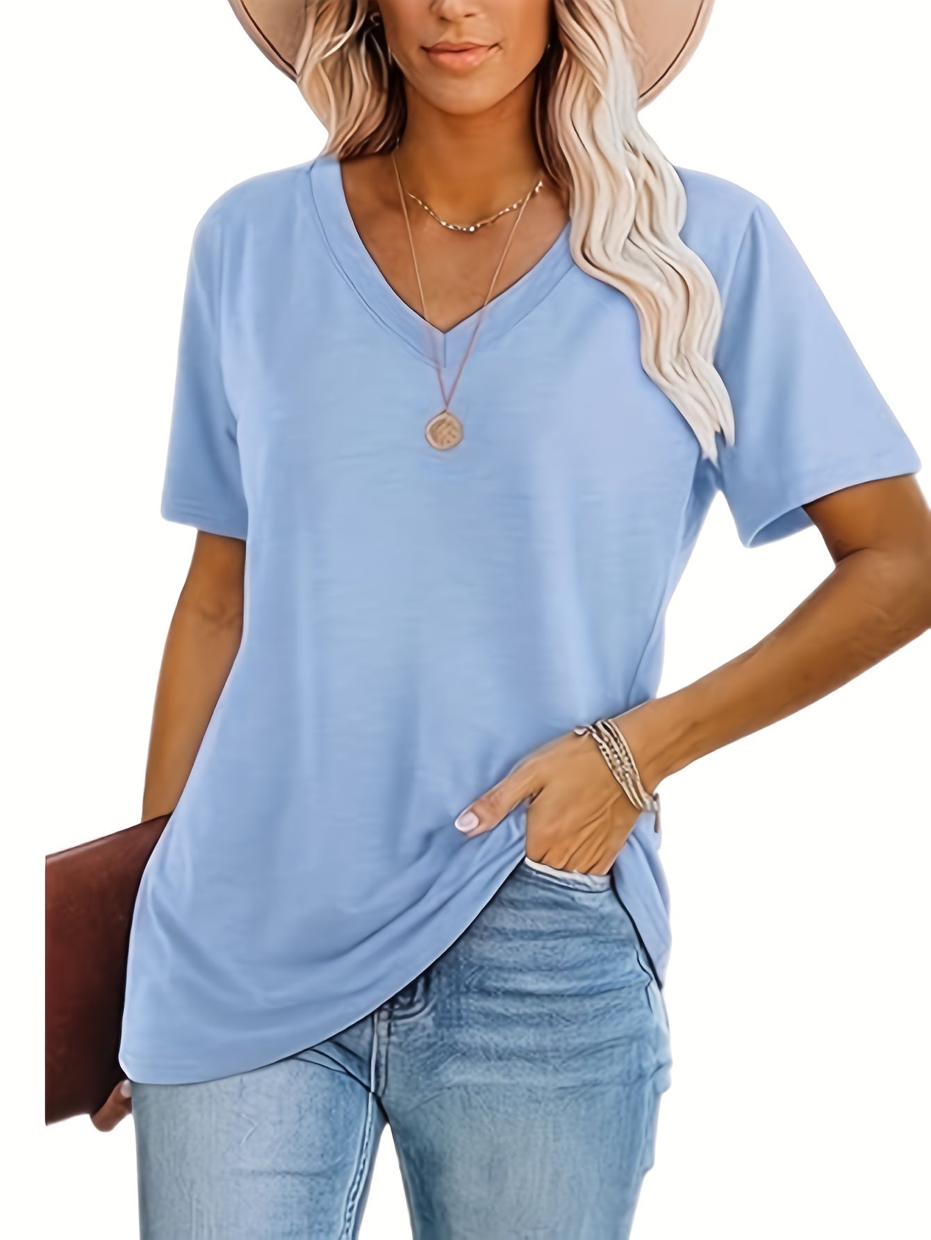2025 European and American Fashion Casual Loose Print V-Neck T-Shirt Three-Piece Set