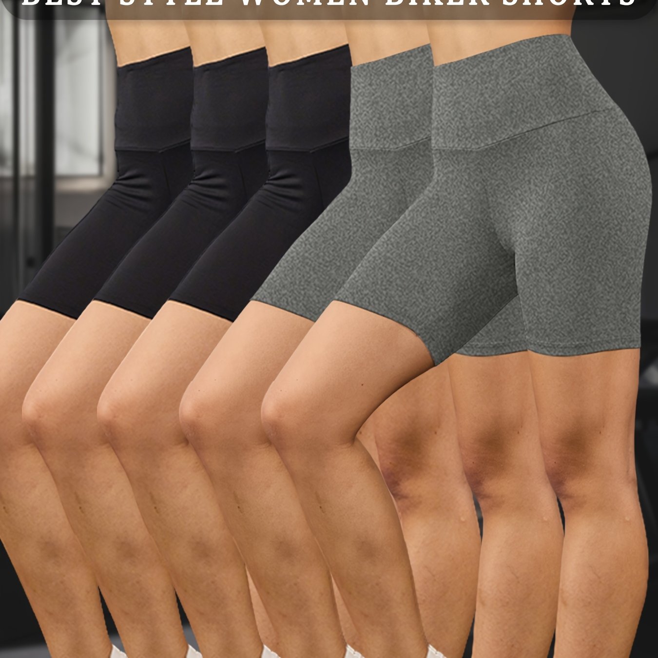 5-Pack Women's High Waisted Tummy Control Athletic Shorts - Super Soft Non-See-Through Workout Leggings with Full-Length Side Panels, 6" Inseam, Solid Black & Colors Available | Gym, Running, Yoga, | Machine Washable & Dry Cl