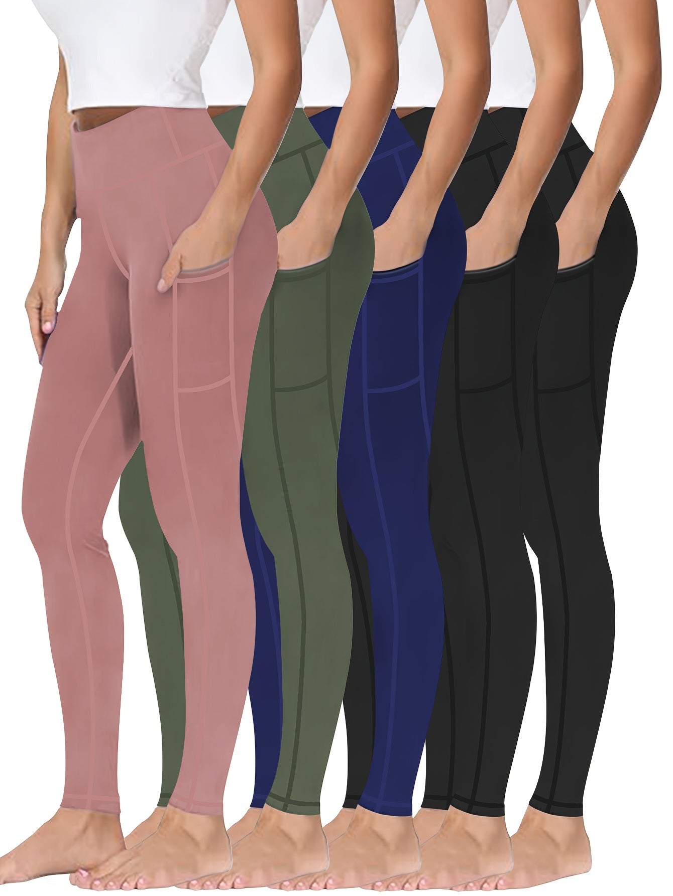 Five piece set of oversized sports leggings for women's 9-point yoga pants, fitness running compression pants