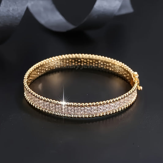 Moissanite Jewelry for Women: 18K Golden Plated 925 Sterling Silvery Hypoallergenic Bracelet with Dazzling Moissanite Stones, Elegant & Sexy Design for Wedding/Valentines/Christmas Gifts - Luxe Gift Box for Wife, Girlfriend,