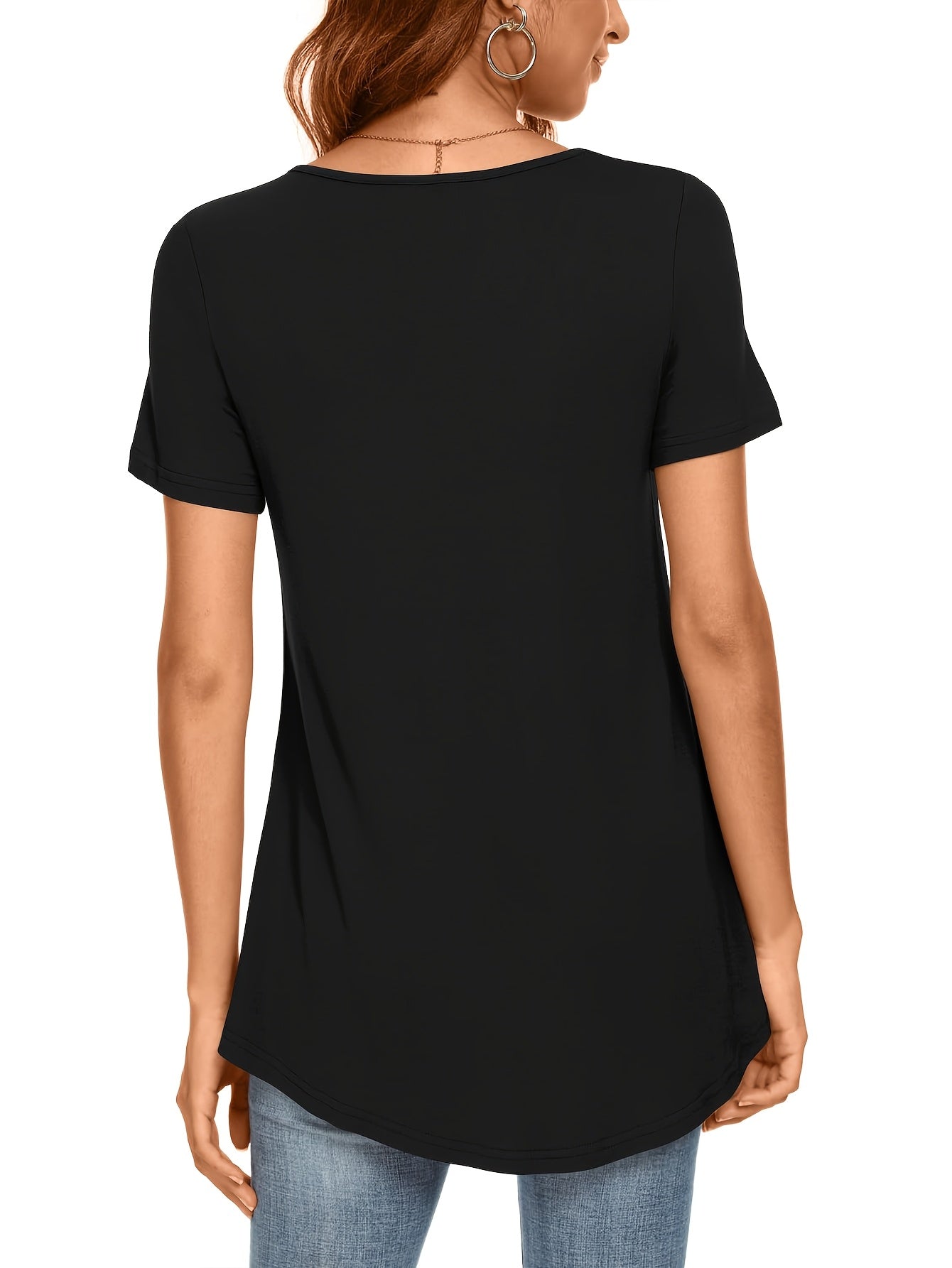 [Summer T-Shirts] 3pcs Comfortable Women's Summer Casual T-Shirts | Crew Neck, Short Sleeve, Solid Color (White, Light Gray, Black) - Machine Washable