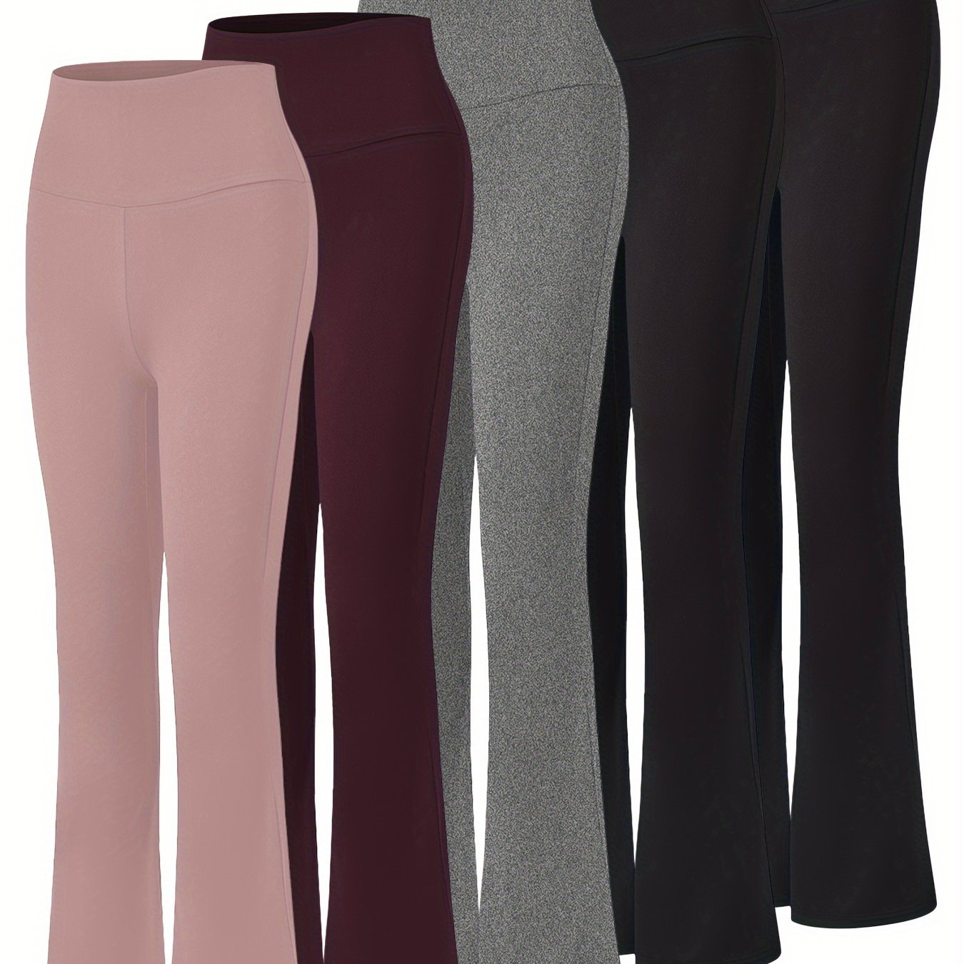 5pcs Women's Ultra-Soft High-Waist Flare Leggings - Tummy Control, Stretchy Bootcut Yoga Pants in 2 Colors