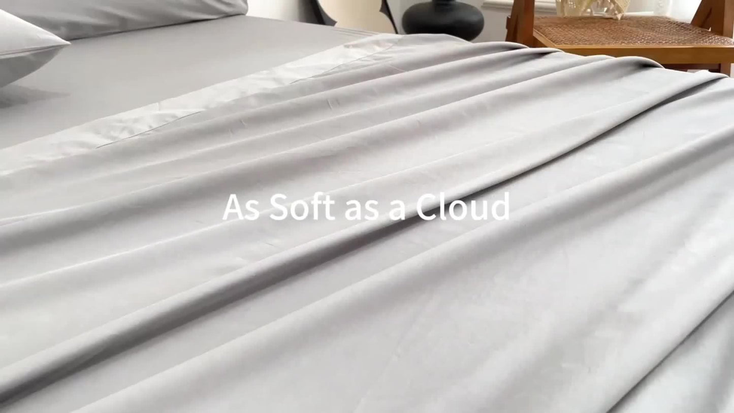 4pcs Cooling Bamboo Blend Bed Sheet Set, Deep Pocket 20" Bed Sheet, Creating A Five Star Hotel Like Luxurious Experience, Deep Pockets (Up To 20"), Wrinkle, Fade, Fitted Sheet+Flat Sheet+Pillowcase