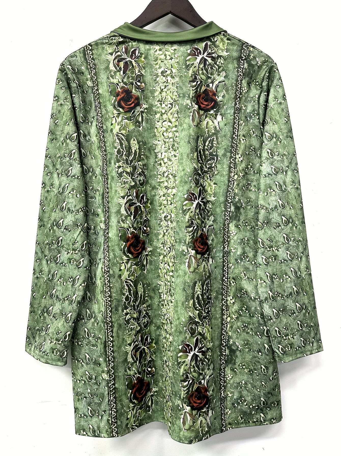 Women'S Long Sleeve Scoop Neck Graphic Floral Printed Pockets Tops