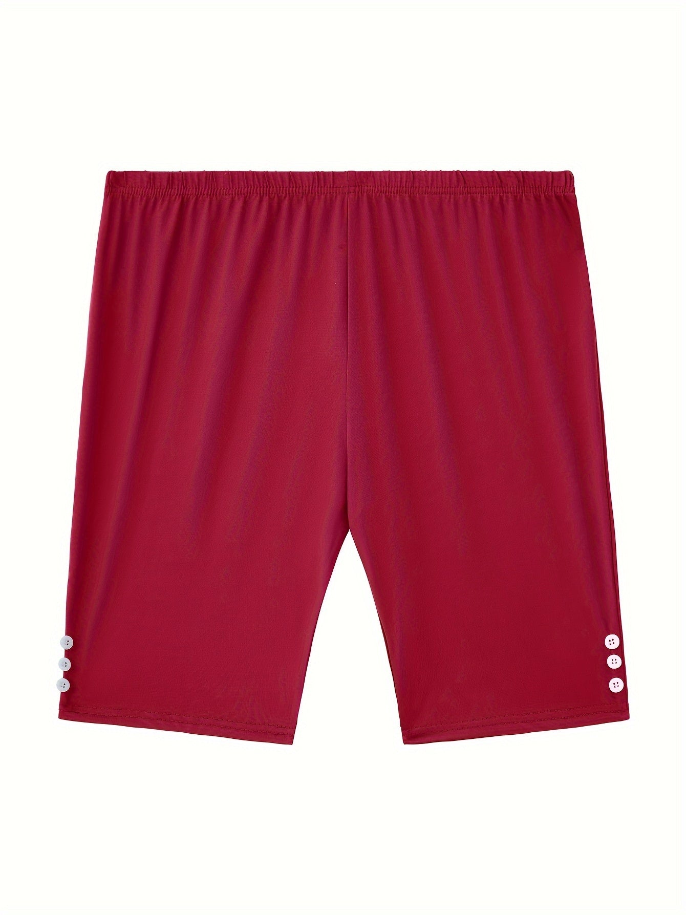 4pcs Plus Size Women'S High Waisted Shorts - Stretchy, Button-Decorated, Casual Capri Pants for Fitness, Yoga, Running - Ideal for Everyday, Holiday Wear, Holiday Wear|Casual Capri Pants|Stretchy Material