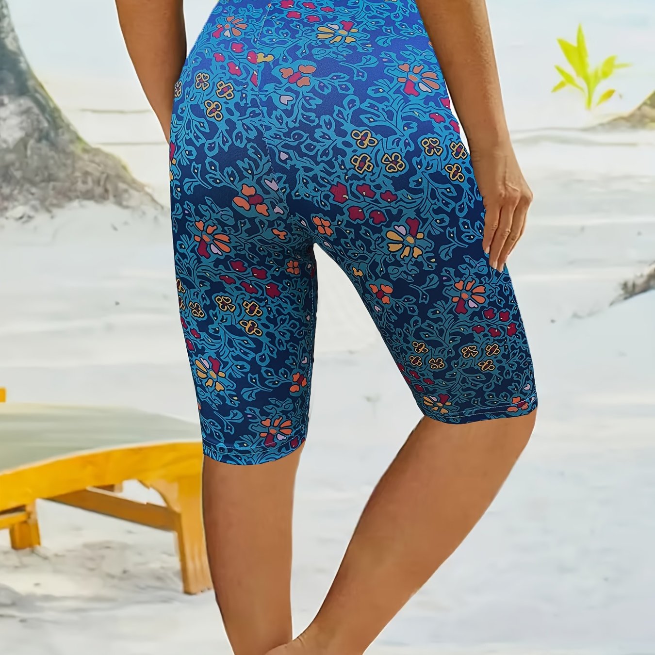Vibrant Floral Print High-Elasticity Yoga & Pilates Leggings - Stretchy, Comfortable Fitness Shorts for Dance & Casual Wear, Dance Wear|Vibrant Leggings|Stretchy Fabri