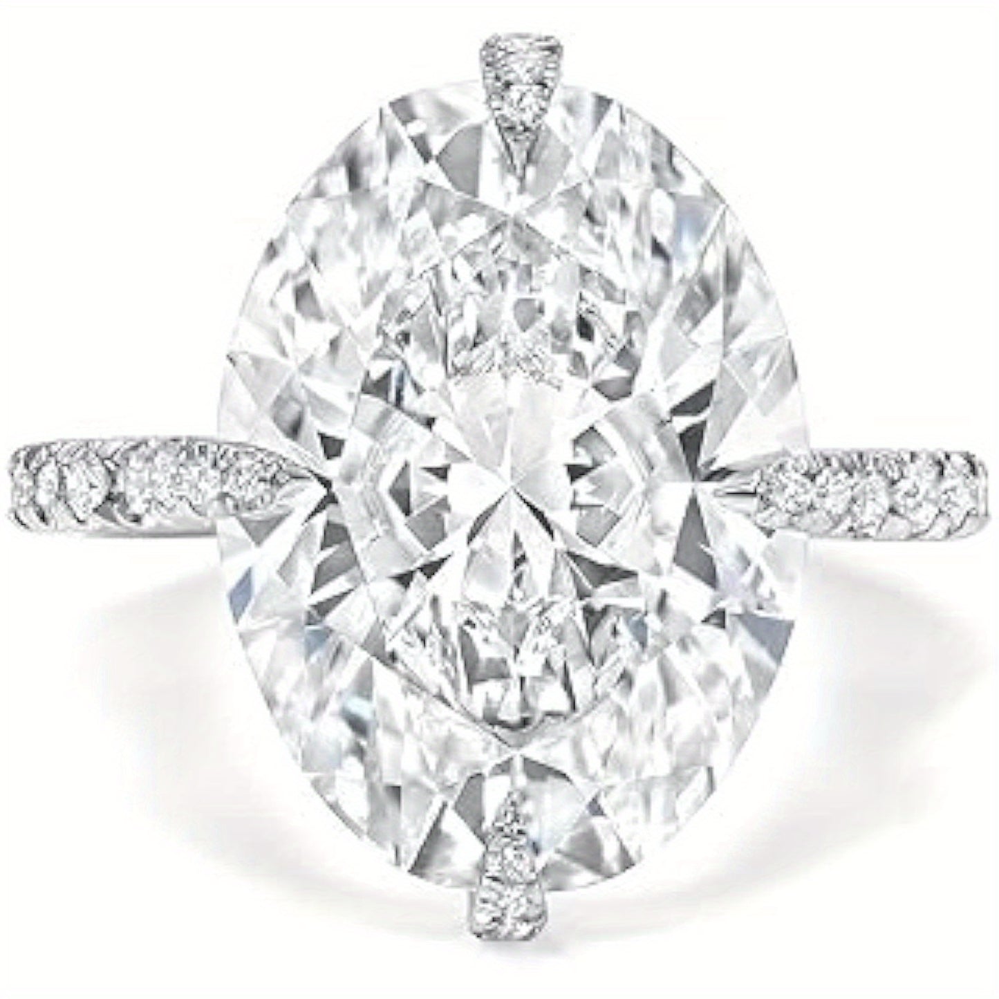 Elegant 5CT Oval Moissanite Engagement Ring, 925 Sterling Silvery, 18K Golden Plated, VVS D Color, Lab-Certified, Handmade Wedding Band for Women