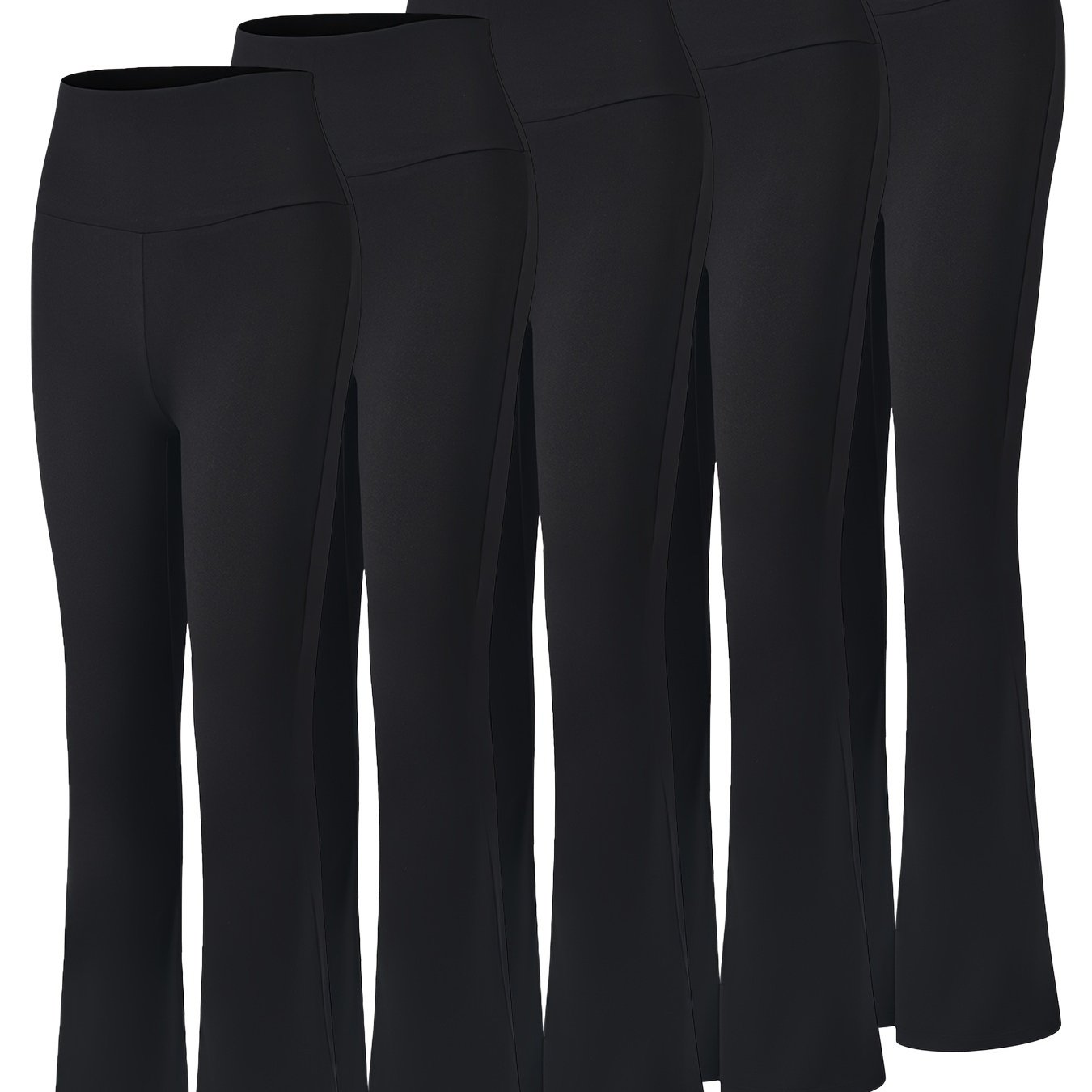 5pcs Women's Ultra-Soft High-Waist Flare Leggings - Tummy Control, Stretchy Bootcut Yoga Pants in 2 Colors