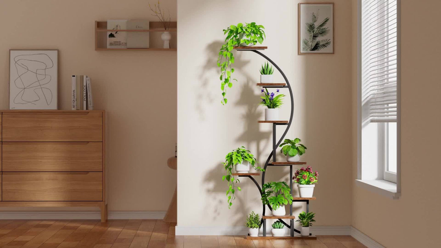 Plant Stand Indoor With Grow Light, 8 Tiered Metal Plant Shelf Indoor, 65'' Tall Plant Stands For Indoor Plants Multiple, Flower Stands For Indoor Plants Living Room, Patio, Balcony 1 Pack