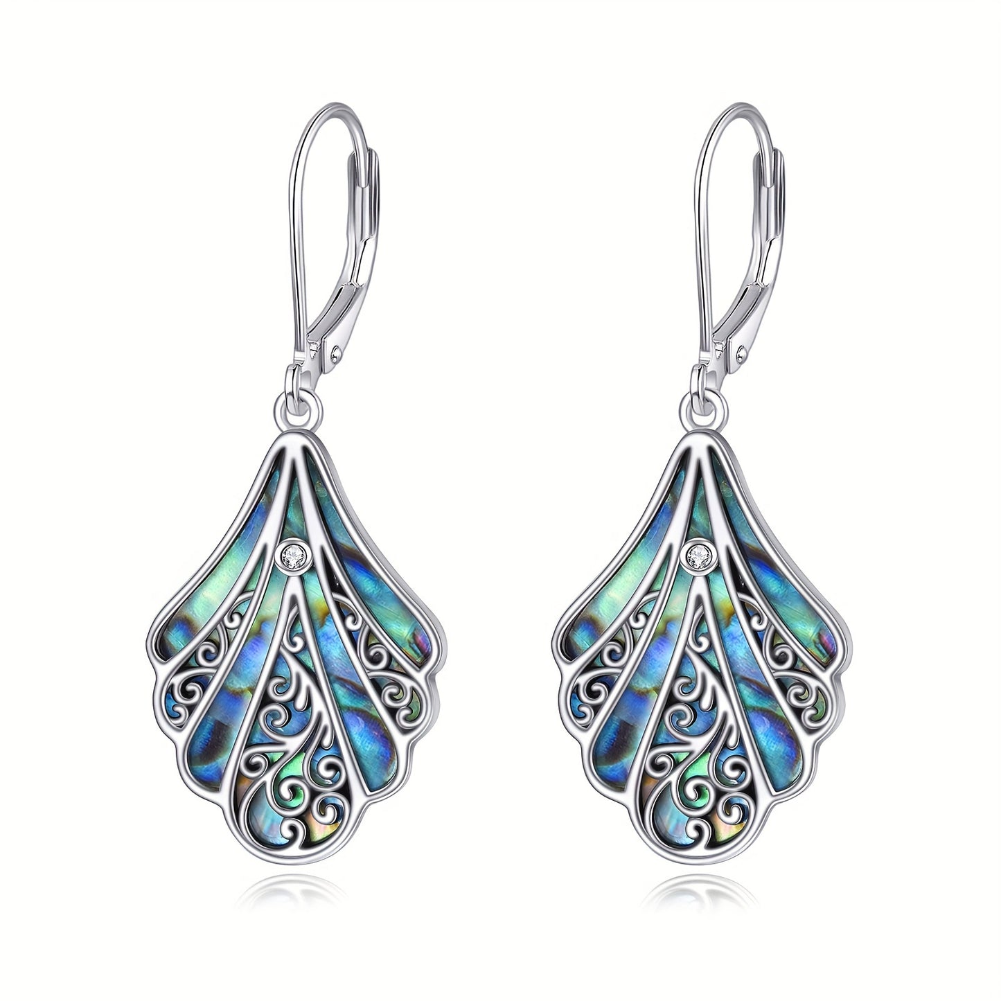 925 Sterling Silver Abalone Shell Dangle Drop Earrings For Women Filigree Bohemian Earrings Jewelry Gift