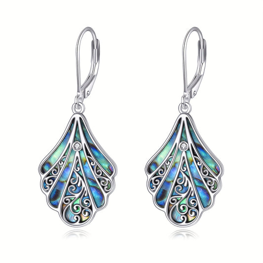 925 Sterling Silver Abalone Shell Dangle Drop Earrings For Women Filigree Bohemian Earrings Jewelry Gift