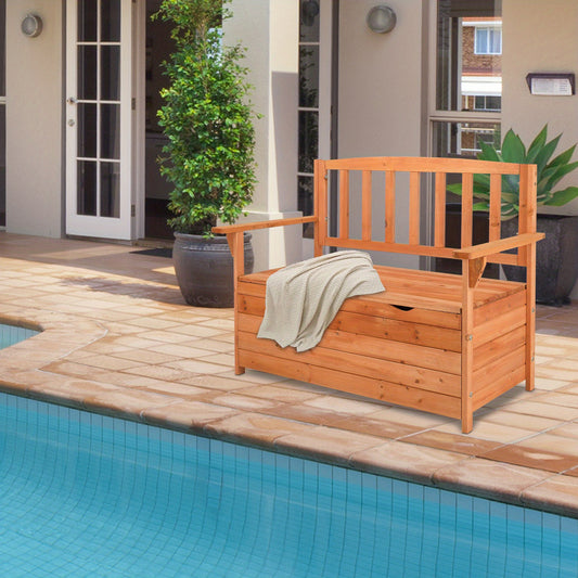 Jumbo 44" Heavy-Duty Outdoor Storage Chest with Backrest & Armrests - Patio, Poolside, Garden Seat Organizer - High Quality, 440lb Weight Capacity - Sturdy Construction for Indoor/Outdoor Use - Easy Assembly - N002, Poolside