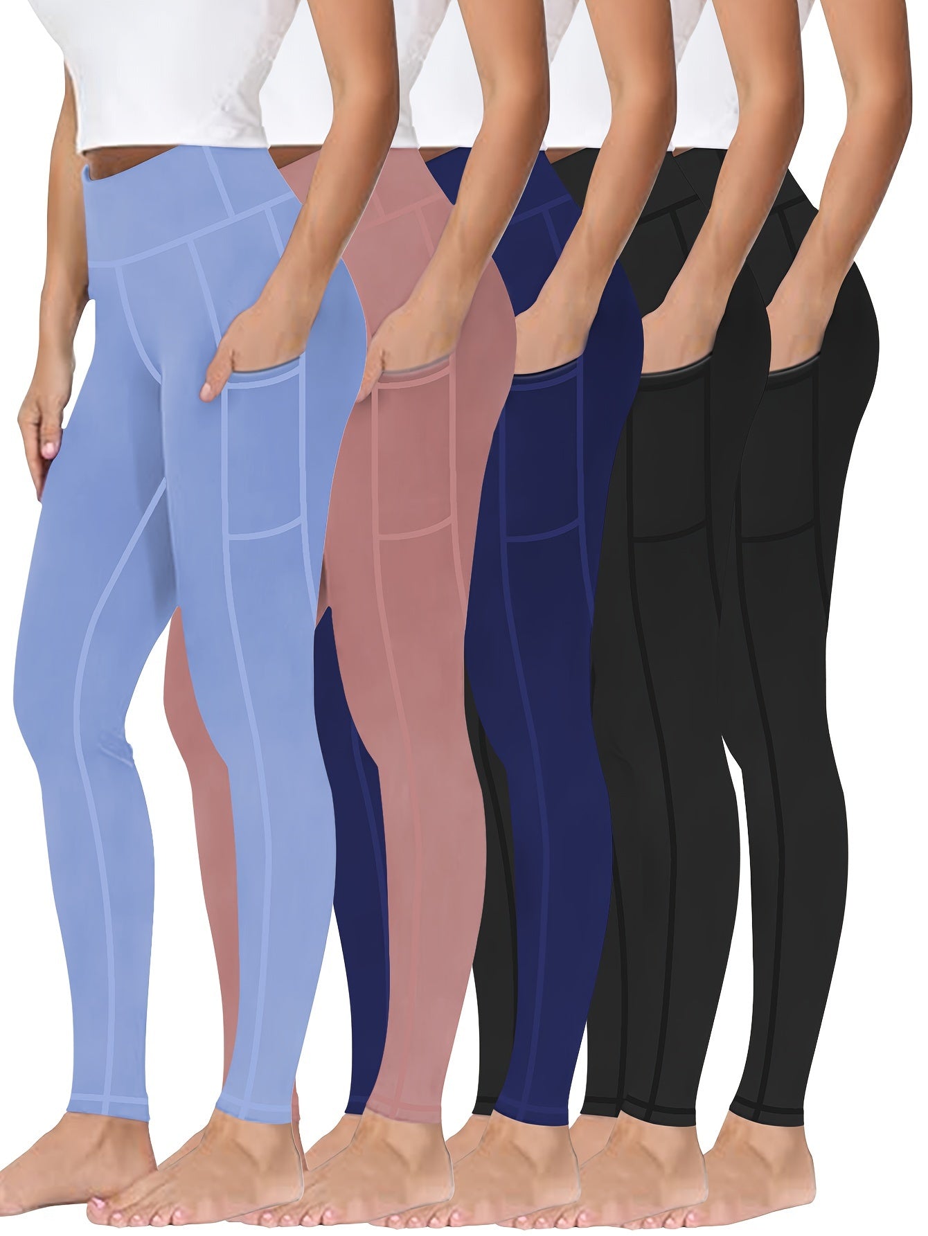 Five piece set of oversized sports leggings for women's 9-point yoga pants, fitness running compression pants