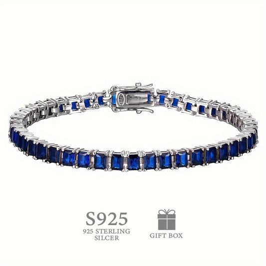 5.2g 1pc 925 Silver Bracelet, Synthetic Blue Jewel Bracelet Beautiful Valentiner Day Gift, Birthday Gift or Christmas Gift, Gorgeous Luxury Style, The First Choice for Gifts