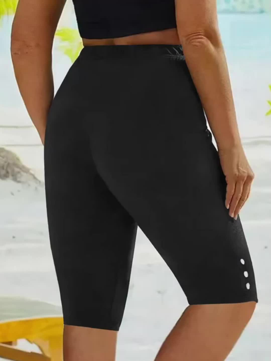 6pcs Women's High-Waisted Yoga Leggings - High-Stretch Solid Color Workout Pants with Faux Button Detail, All-Season Machine Washable Fitness & Casual Wear (Red/Teal/Beige/Olive), Yoga Pants