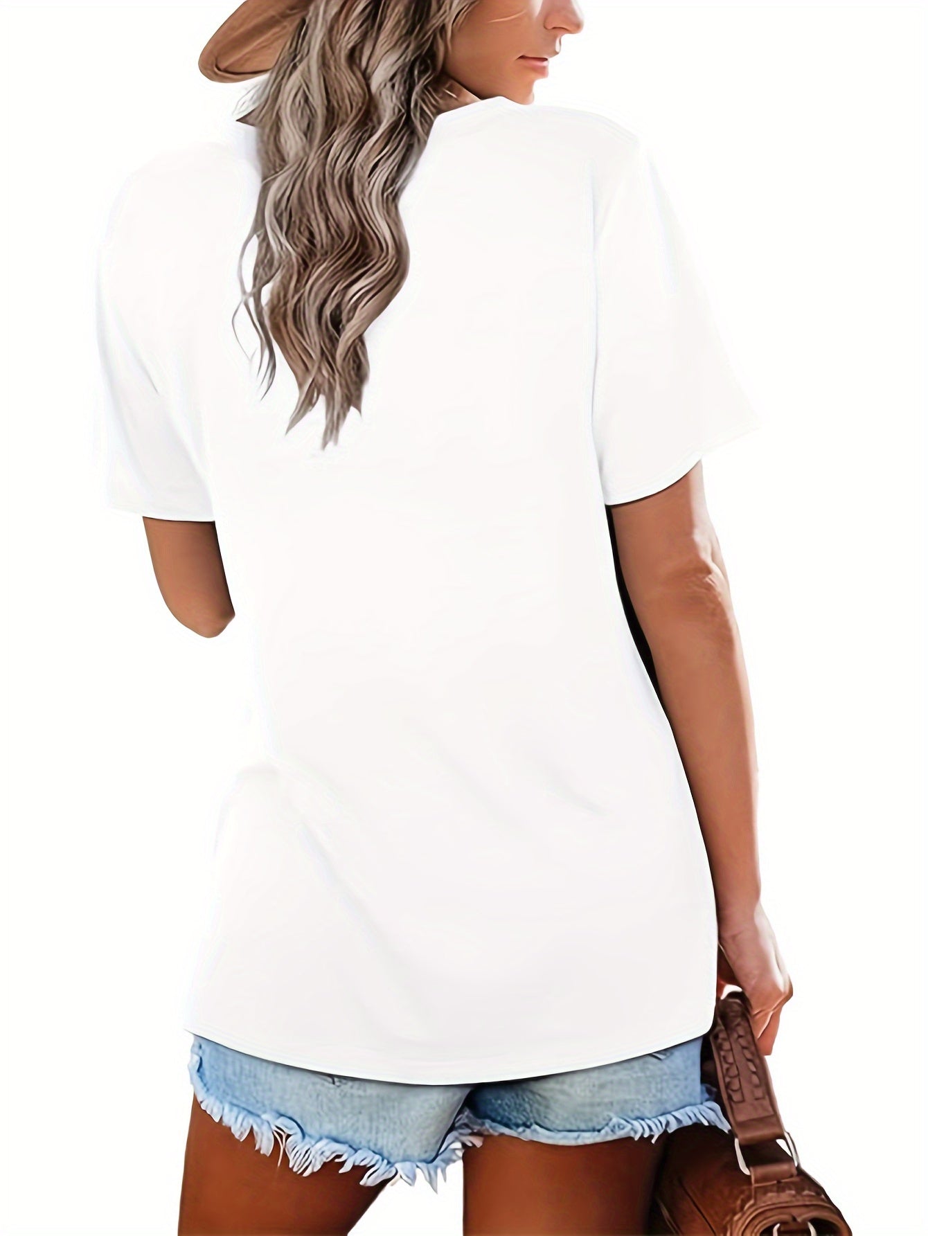 2025 European and American fashion casual loose printed V-neck T-shirt three-piece set