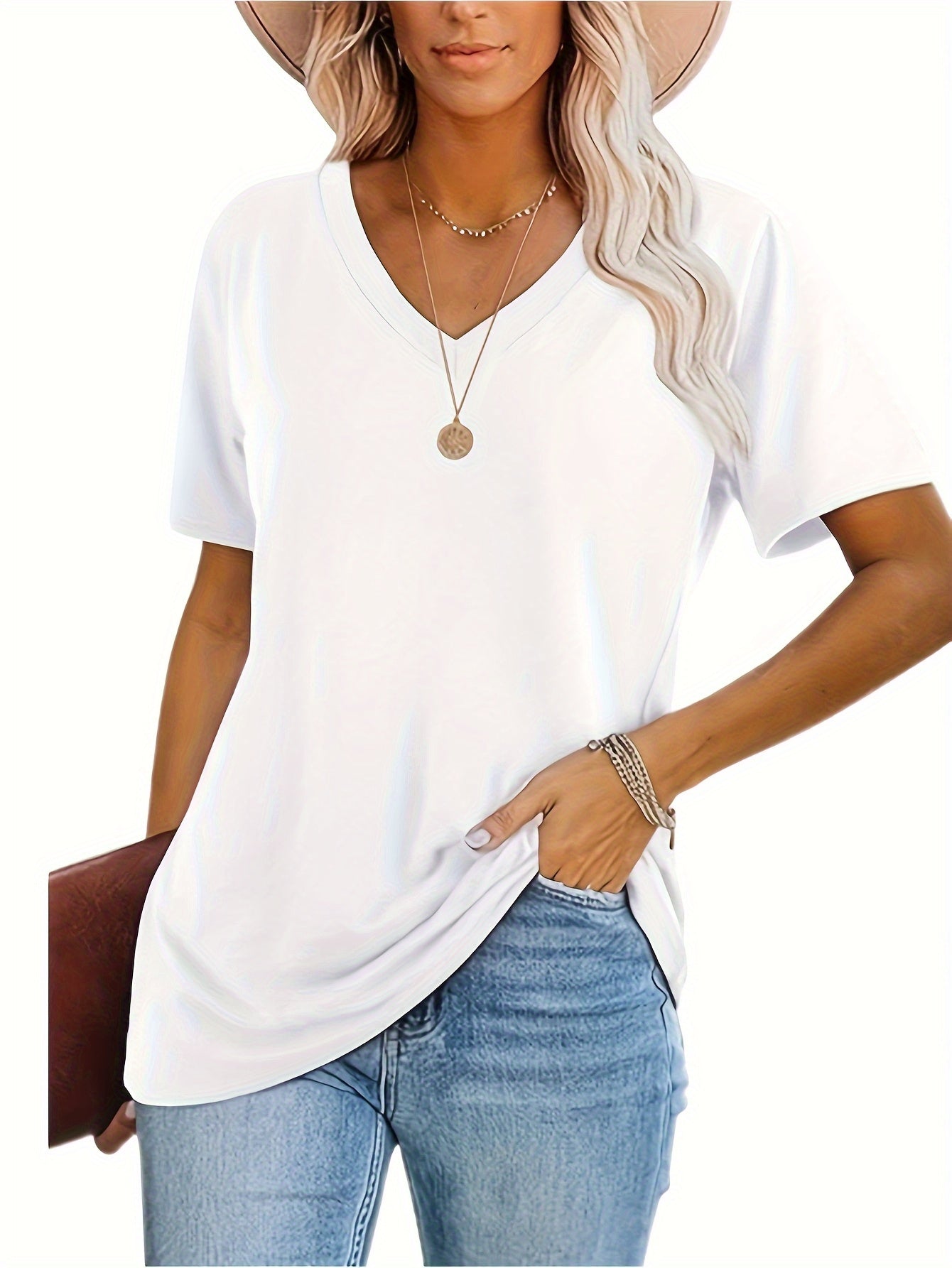 2025 European and American fashion casual loose printed V-neck T-shirt three-piece set