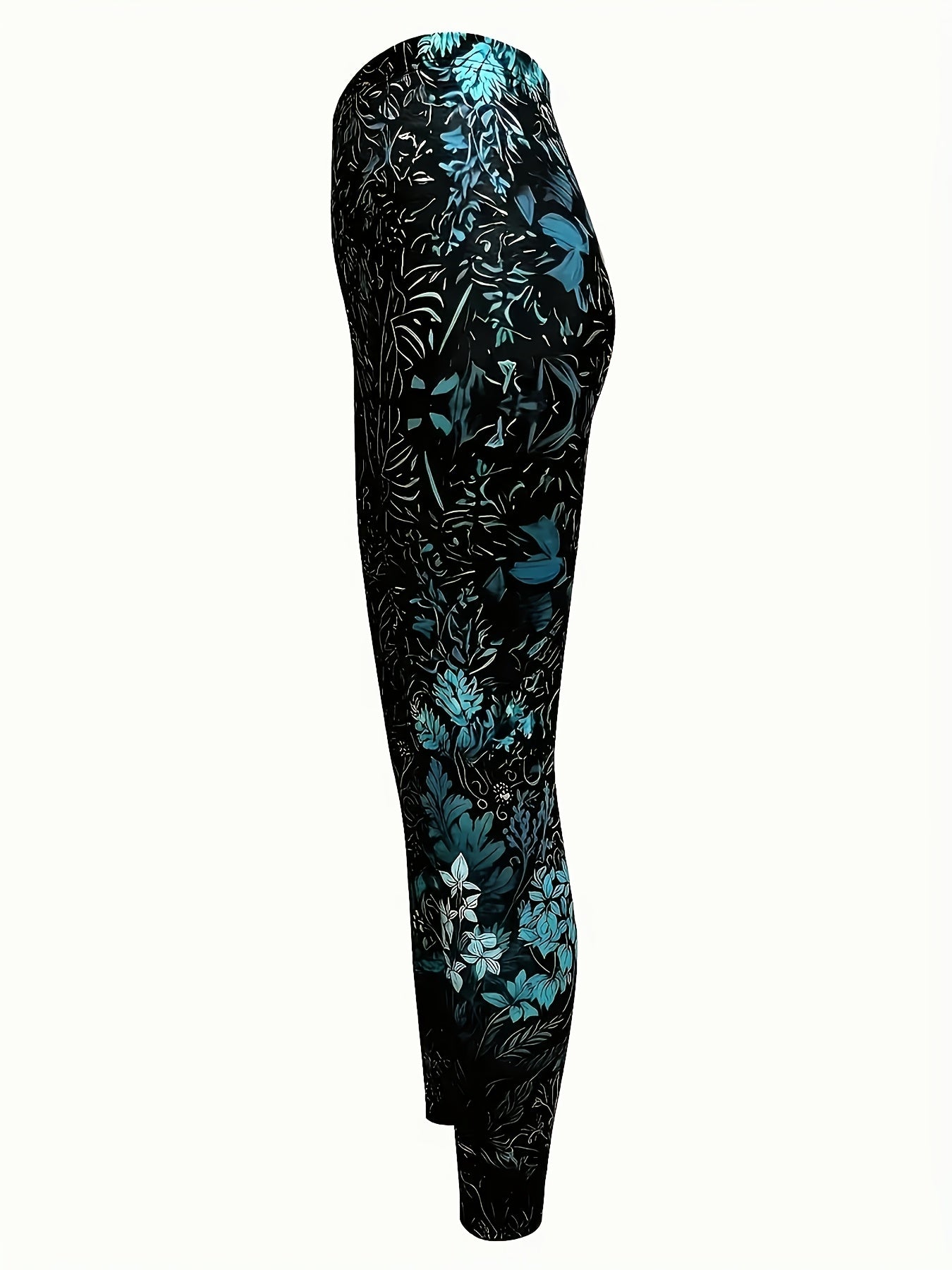 Women'S Plus-Size Floral Print Leggings with Random Patterns
