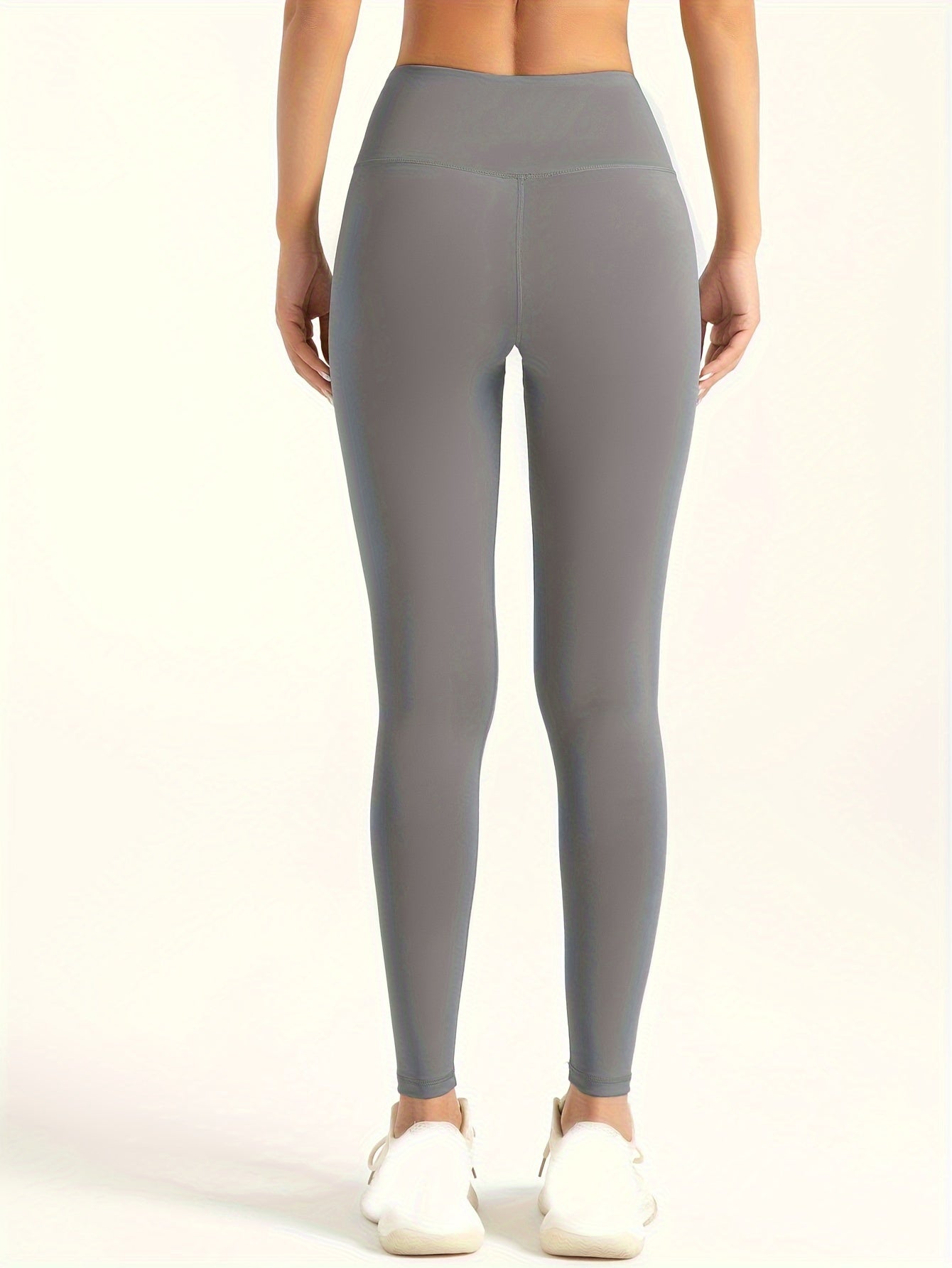 Comfortable High-Waist 10pcs Stretchy Yoga Leggings for Women - Polyester & Elastane Blend, Non-See-Through, Solid Color, Long Length, Perfect for Running & Fitness, All-Season Activewear