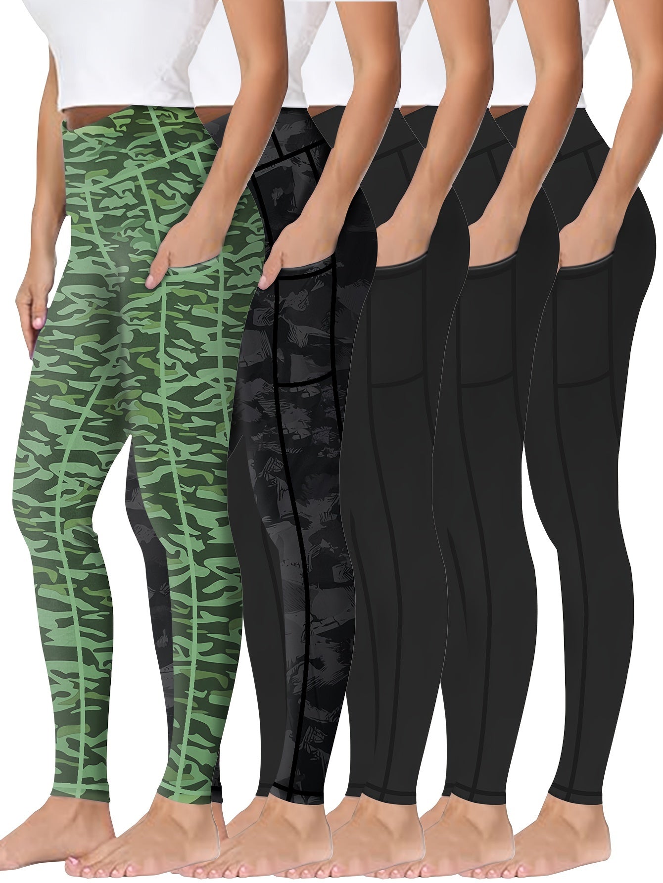 Five piece set of oversized sports leggings for women's 9-point yoga pants, fitness running compression pants