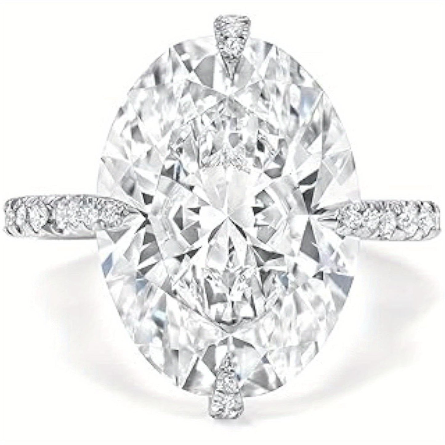 Elegant 5CT Oval Moissanite Engagement Ring, 925 Sterling Silvery, 18K Golden Plated, VVS D Color, Lab-Certified, Handmade Wedding Band for Women