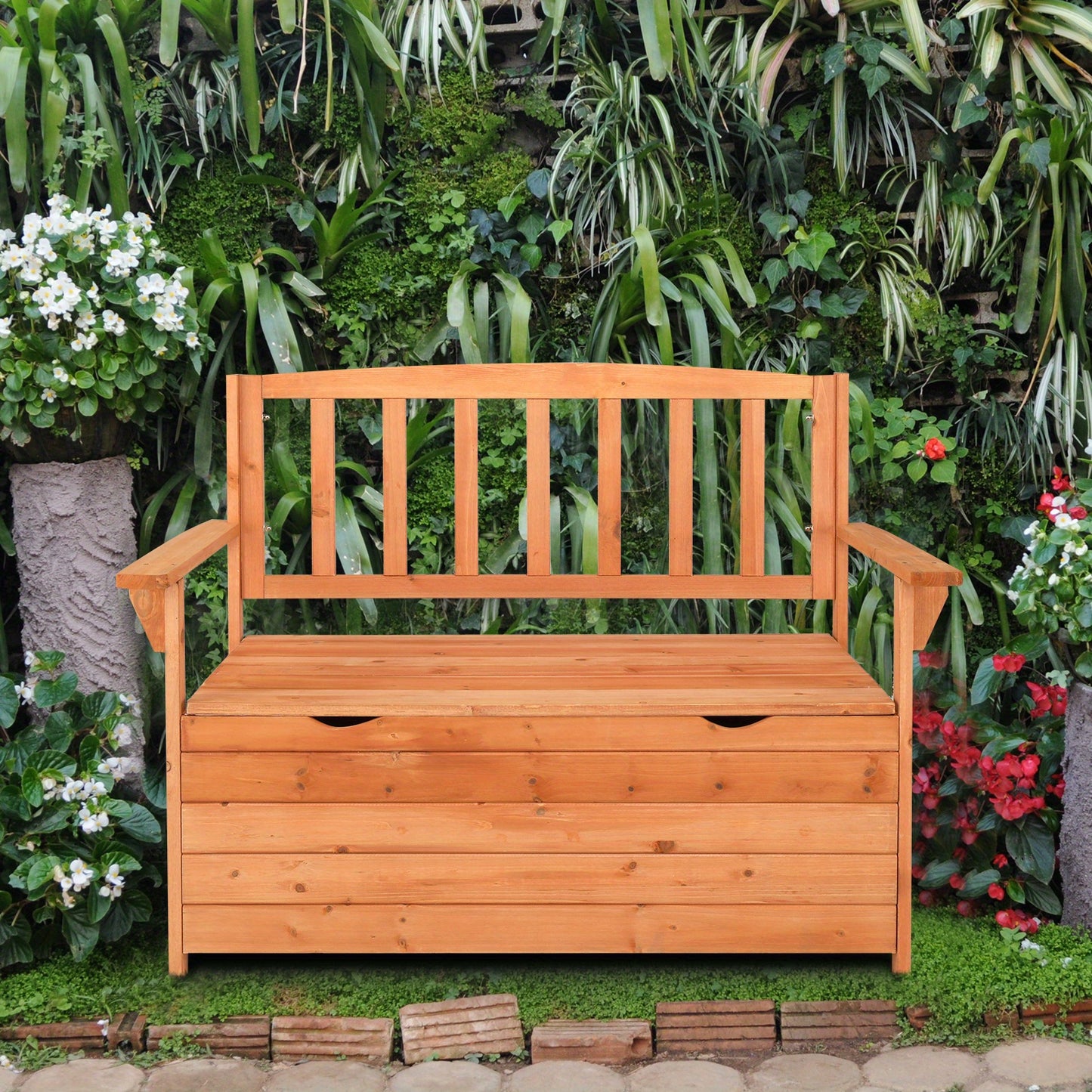 Jumbo 44" Heavy-Duty Outdoor Storage Chest with Backrest & Armrests - Patio, Poolside, Garden Seat Organizer - High Quality, 440lb Weight Capacity - Sturdy Construction for Indoor/Outdoor Use - Easy Assembly - N002, Poolside