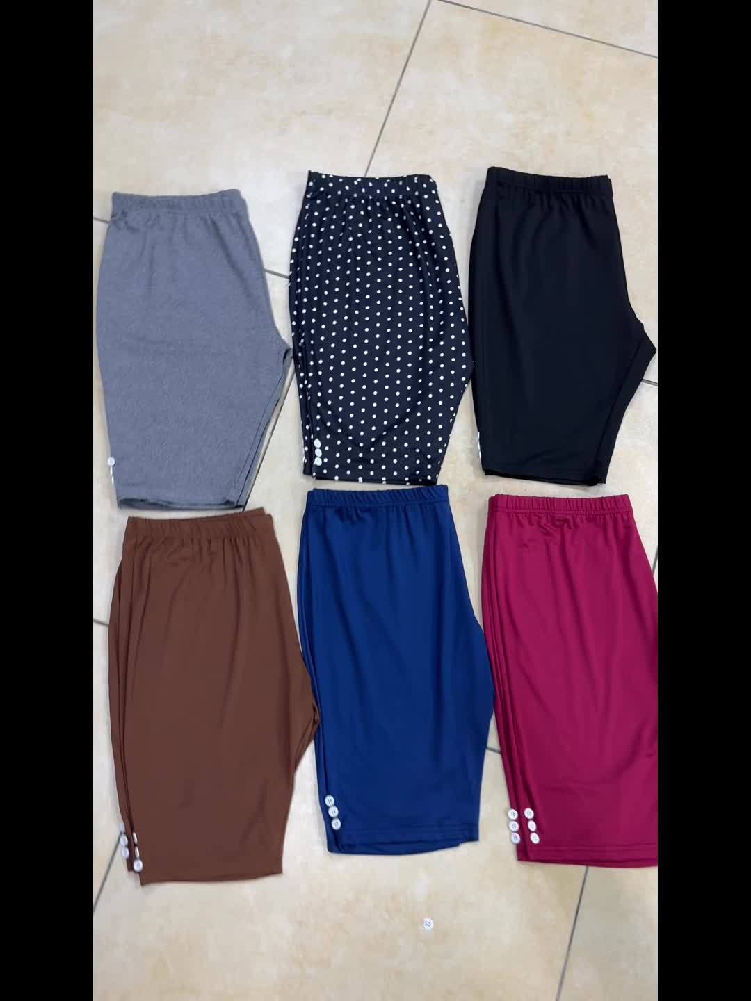 4pcs Plus Size Women'S High Waisted Shorts - Stretchy, Button-Decorated, Casual Capri Pants for Fitness, Yoga, Running - Ideal for Everyday, Holiday Wear, Holiday Wear|Casual Capri Pants|Stretchy Material