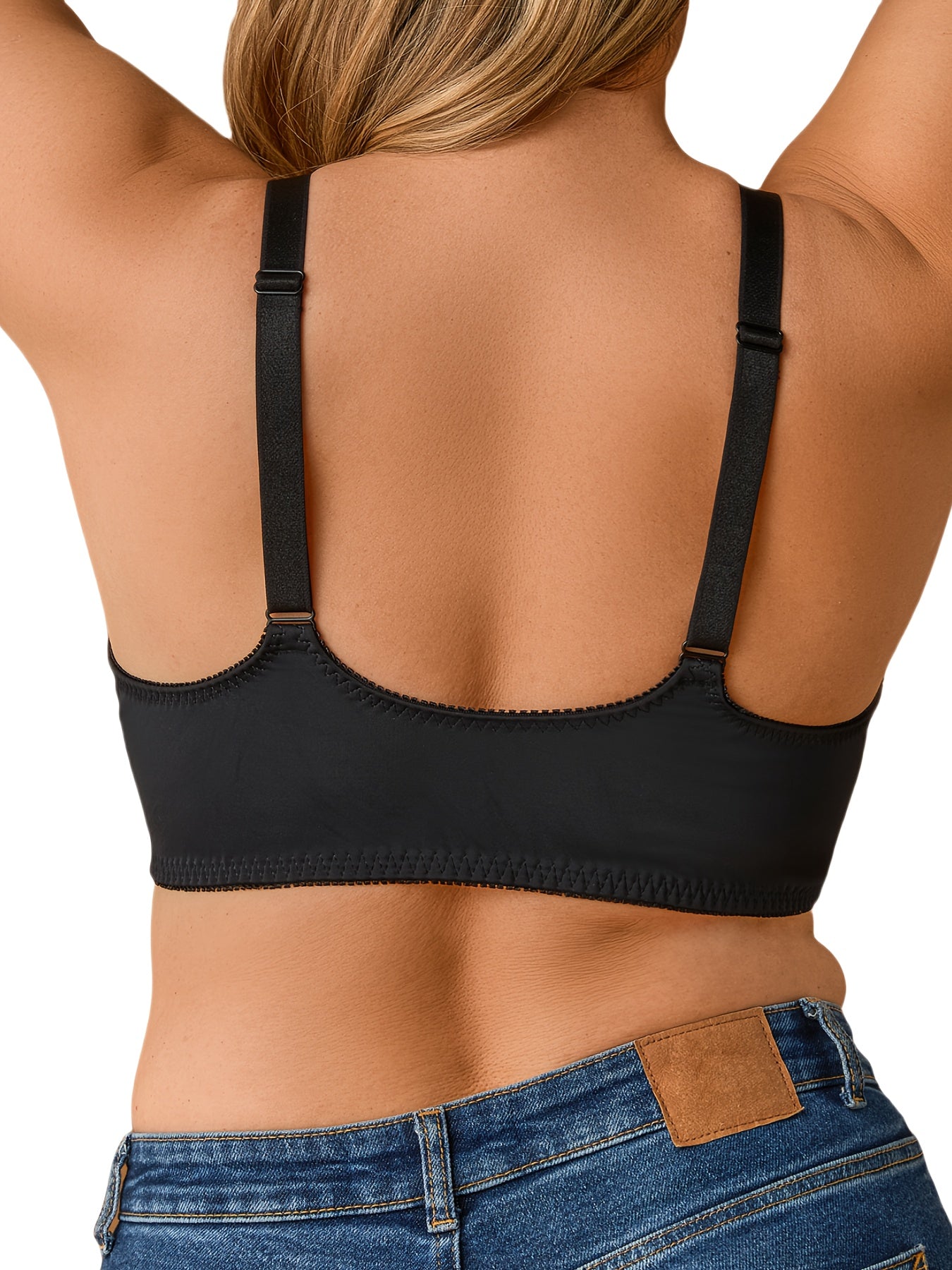 3pcs Women'S Front-Buckle Full Coverage Bras with Contrast Lace Trim - Non-Padded Breathable Underwire, Seamless Comfort Fit, Golden/Turquoise/Black Color Options, Medium Support for Curvy Women, Everyday & Special Occasion B